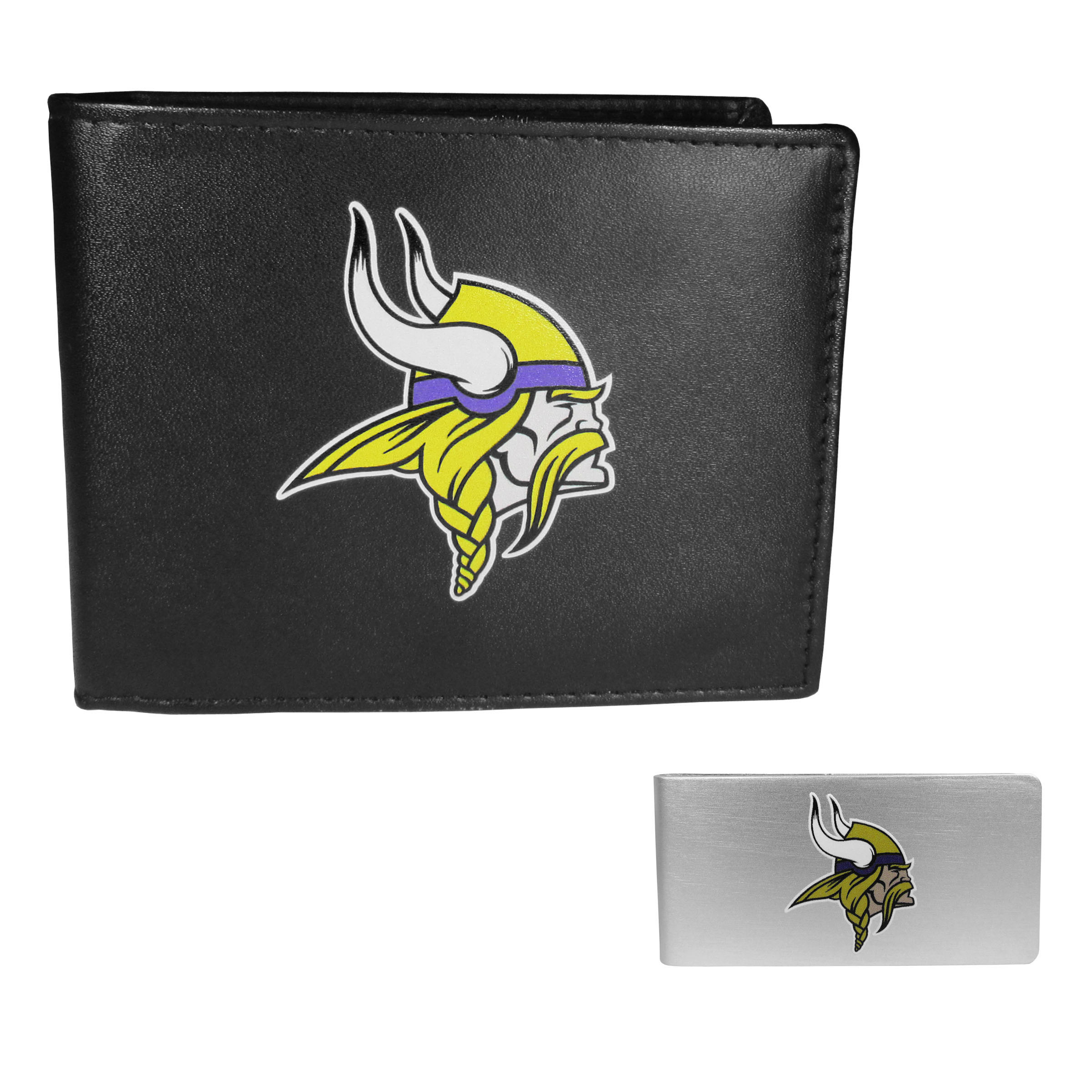 Rico NFL Minnesota Vikings Embroidered Billfold Genuine Leather Wallet